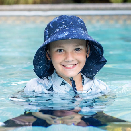 Jan N Jul Kids Water Repellent Xplorer Hats - Navy Whale Play - Princess and the Pea Boutique