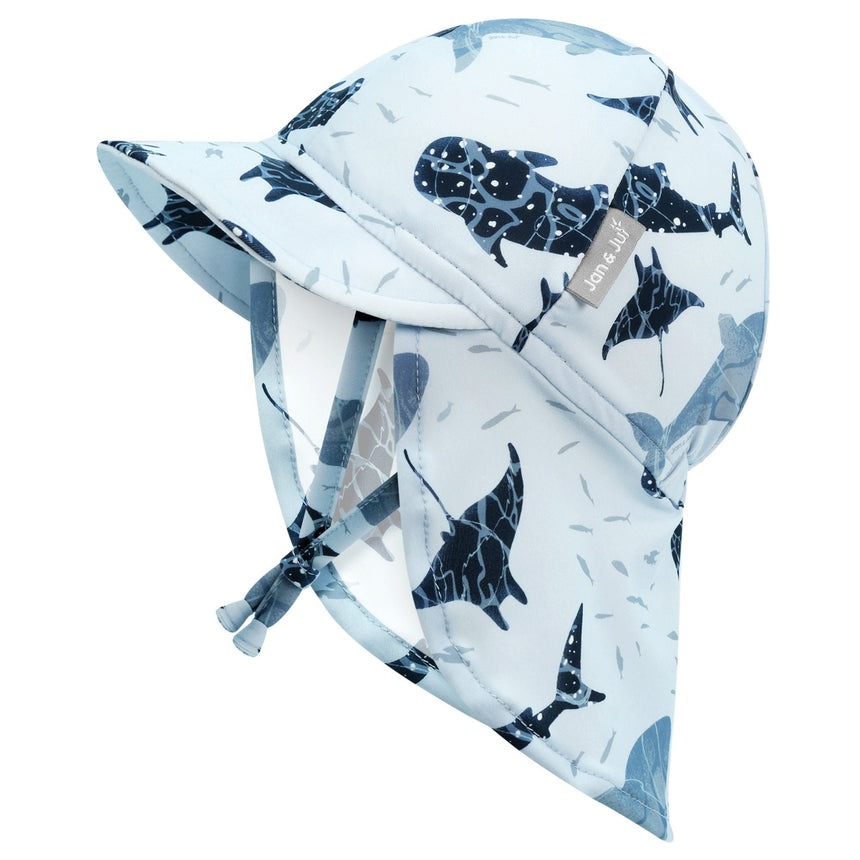 Jan N Jul Sun Soft UV Baby Caps - Whale Play - Princess and the Pea Boutique