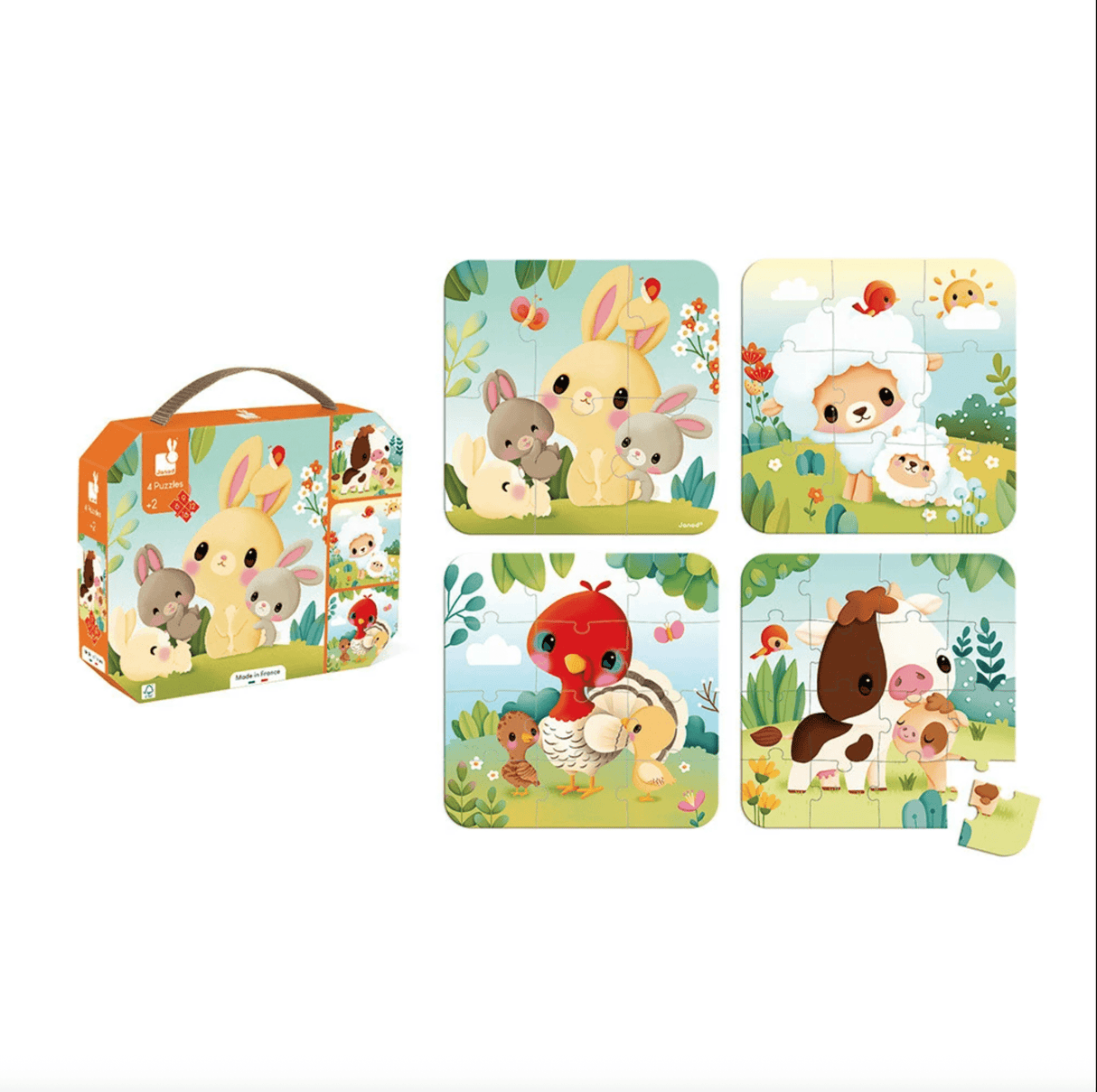Janod 4 in 1 Progressive Puzzles - Farm Animals - Princess and the Pea Boutique