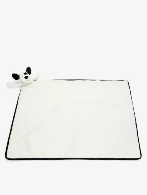 Jellycat Bashful Black & Cream Puppy Blankie - Princess and the Pea