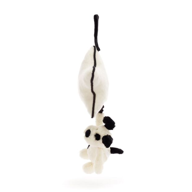 Jellycat Bashful Black & Cream Puppy Musical Pull - Princess and the Pea