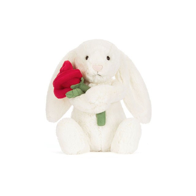 Jellycat Cream Bunny with Rose - Princess and the Pea Boutique