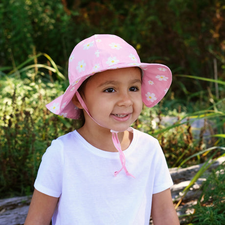 Kids Cotton Floppy Hats - Pink Daisy - Princess and the Pea Boutique