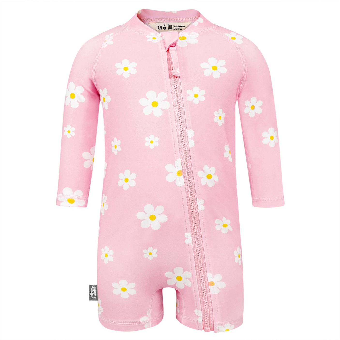 Kids One Piece UV Sun Suit - Pink Daisy - Princess and the Pea Boutique