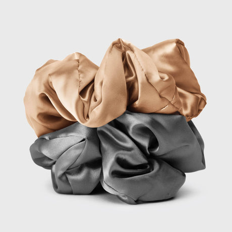 Kitsch Satin Sleep Pillow Scrunchies - Charcoal/Gold - Princess and the Pea Boutique