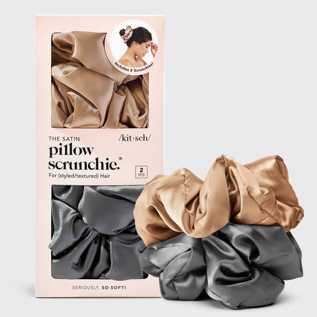 Kitsch Satin Sleep Pillow Scrunchies - Charcoal/Gold - Princess and the Pea Boutique