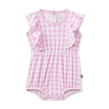 Kyte Baby Bubble Romper in Gingham Thistle - Princess and the Pea Boutique
