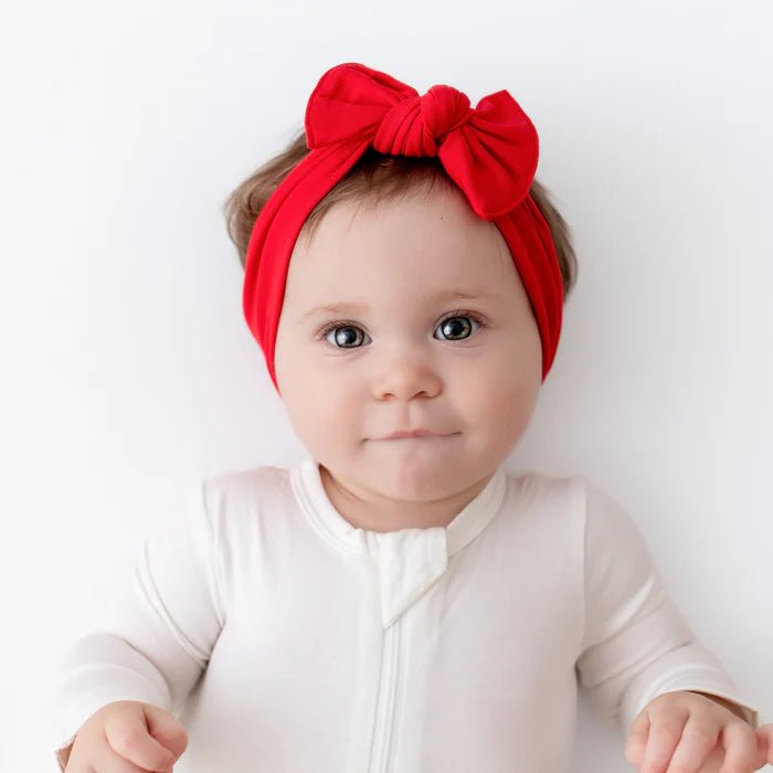 Kyte Baby Knotted Bow Headband in Cardinal - Princess and the Pea Boutique