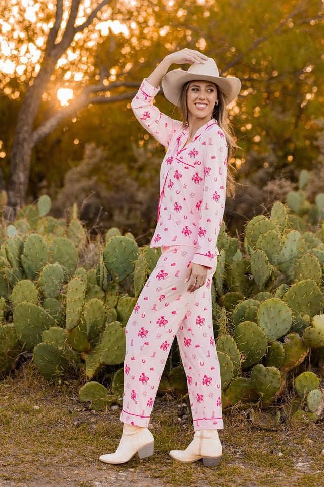 Kyte Baby Long - Sleeved Women's Pajama Set in Disco Cowgirl - Princess and the Pea Boutique