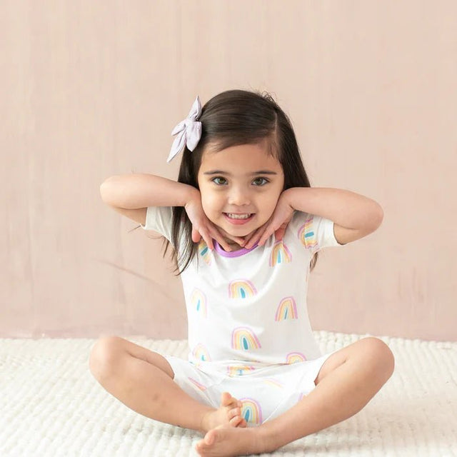 Kyte Baby Short Sleeve Pajamas in Poi Rainbow - Princess and the Pea Boutique