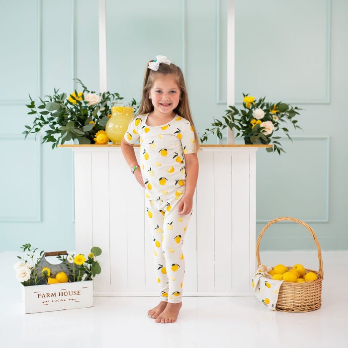 Kyte Baby Short Sleeve with Pants Pajamas in Lemon Princess and the Pea Boutique