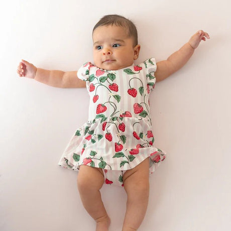 Kyte Baby Twirl Bodysuit Dress in Strawberry Fields - Princess and the Pea Boutique