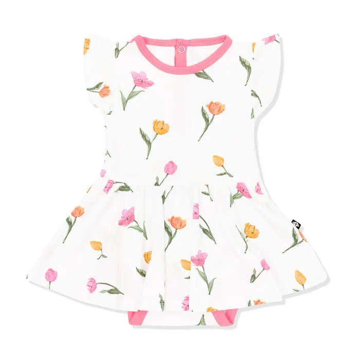 Kyte Baby Twirl Bodysuit Dress in Tulip - Princess and the Pea Boutique