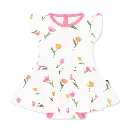 Kyte Baby Twirl Bodysuit Dress in Tulip - Princess and the Pea Boutique