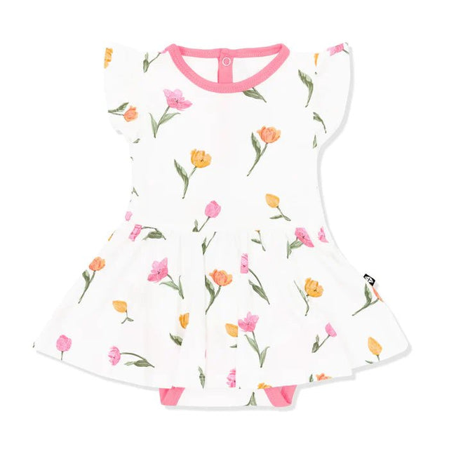 Kyte Baby Twirl Bodysuit Dress in Tulip - Princess and the Pea Boutique
