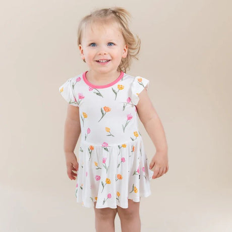 Kyte Baby Twirl Bodysuit Dress in Tulip - Princess and the Pea Boutique
