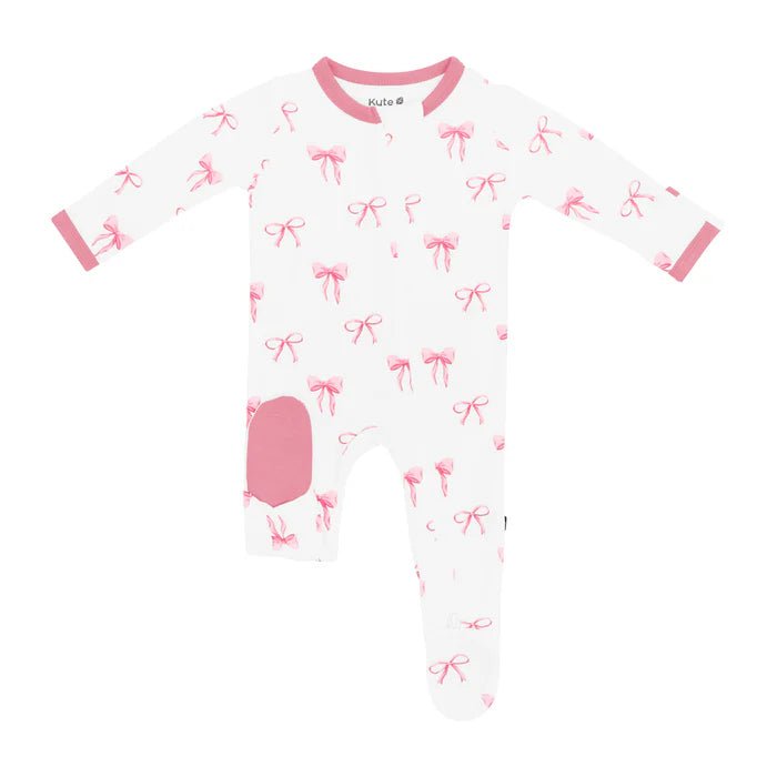 Kyte Baby Zippered Footie in Bow - Princess and the Pea Boutique