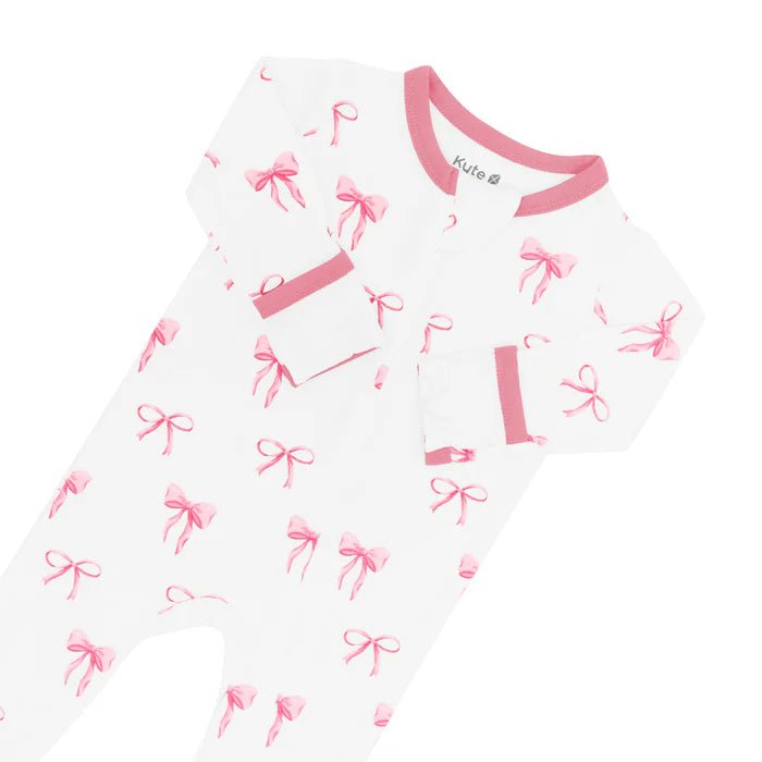 Kyte Baby Zippered Footie in Bow - Princess and the Pea Boutique
