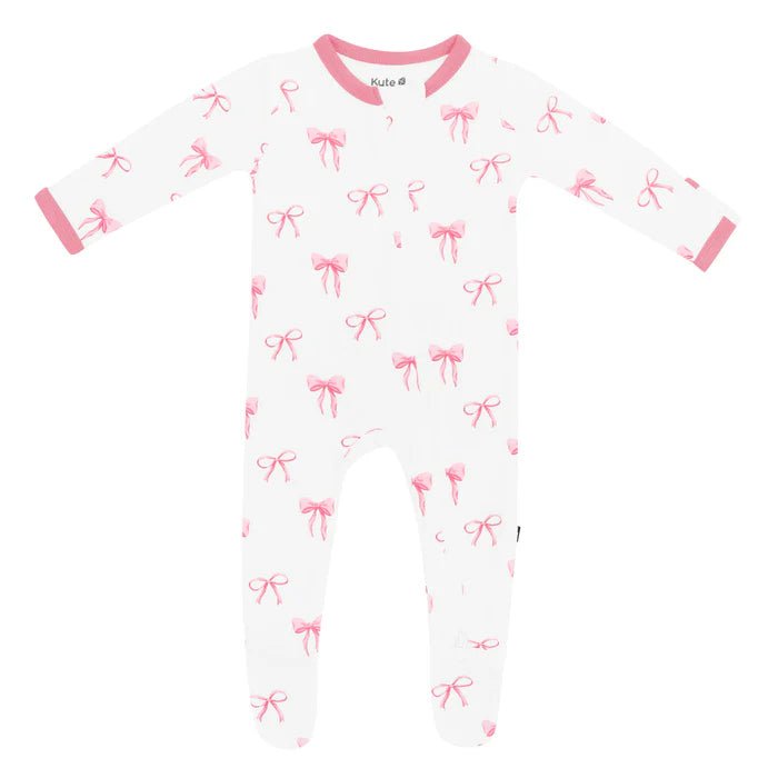 Kyte Baby Zippered Footie in Bow - Princess and the Pea Boutique