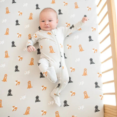 Kyte Baby Zippered Footie in Fluffy Dog - Princess and the Pea Boutique