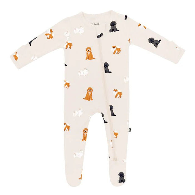 Kyte Baby Zippered Footie in Fluffy Dog - Princess and the Pea Boutique
