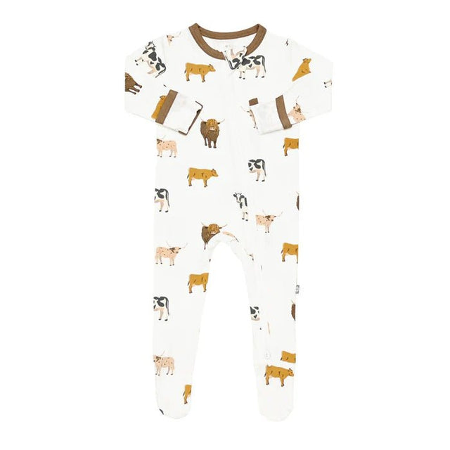 Kyte Baby Zippered Footie in Moo - Princess and the Pea Boutique