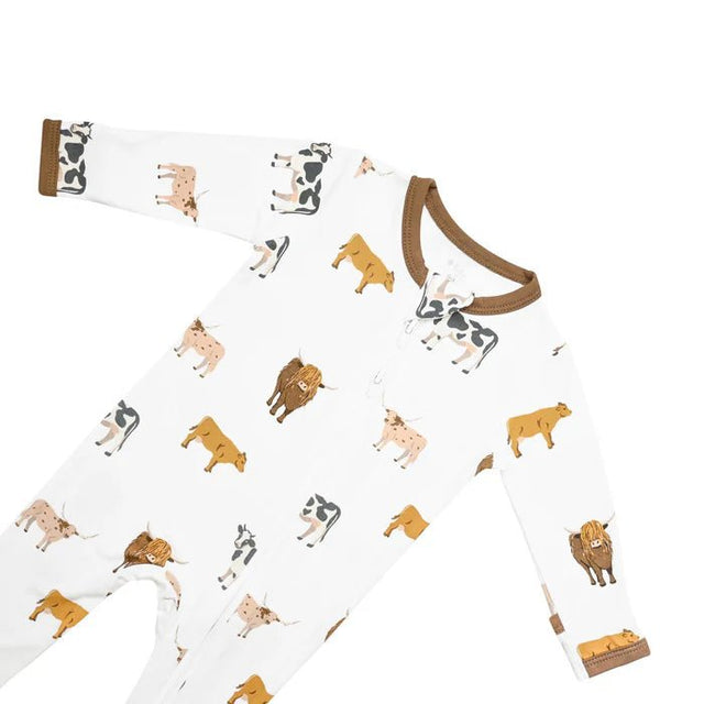 Kyte Baby Zippered Footie in Moo - Princess and the Pea Boutique