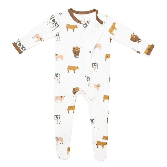 Kyte Baby Zippered Footie in Moo - Princess and the Pea Boutique