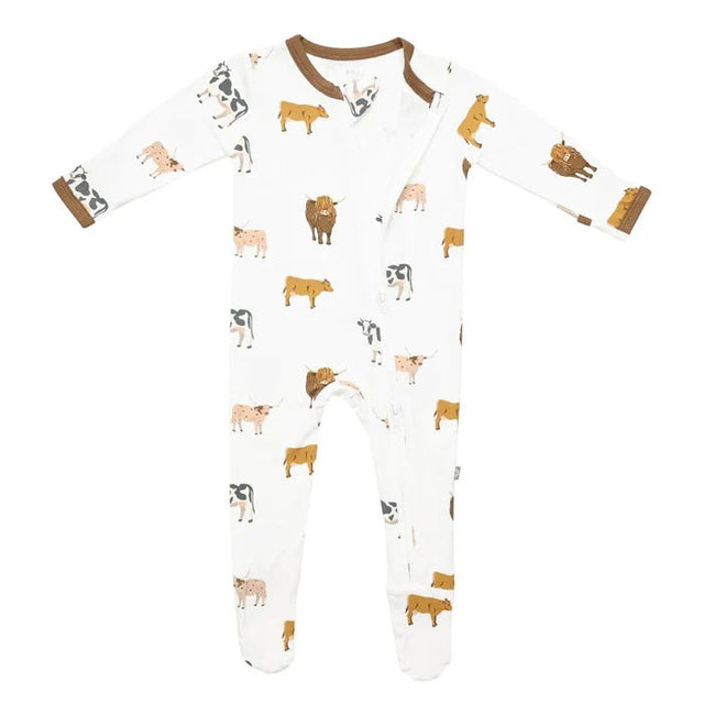 Kyte Baby Zippered Footie in Moo - Princess and the Pea Boutique