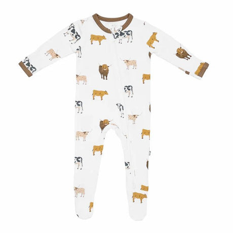 Kyte Baby Zippered Footie in Moo - Princess and the Pea Boutique