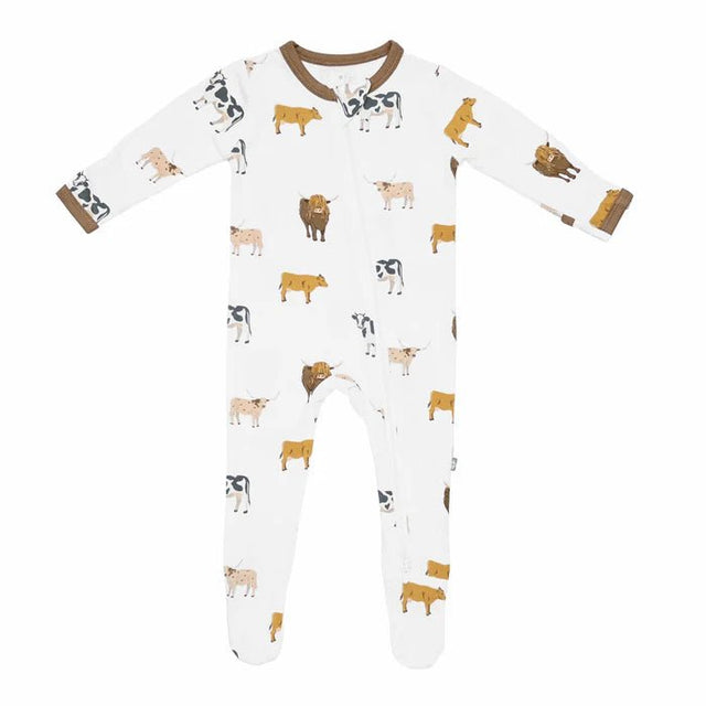 Kyte Baby Zippered Footie in Moo - Princess and the Pea Boutique