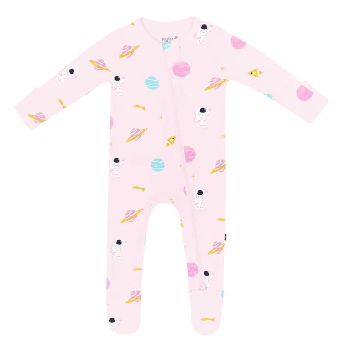 Kyte Baby Zippered Footie in Sakura Space - Princess and the Pea Boutique