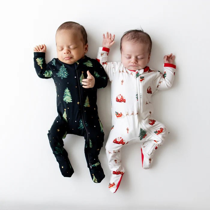 Kyte Baby Zippered Footie in Santa Sleigh - Princess and the Pea Boutique