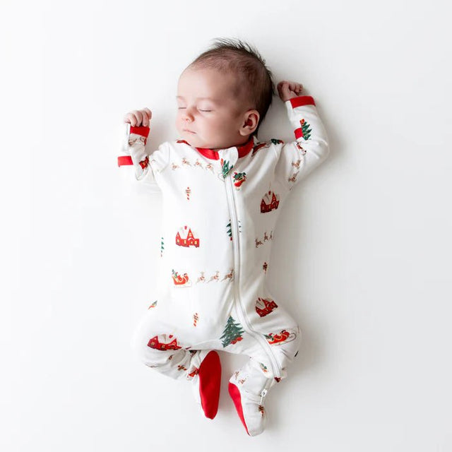 Kyte Baby Zippered Footie in Santa Sleigh - Princess and the Pea Boutique
