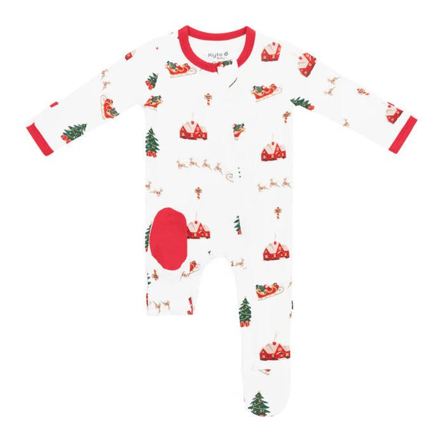 Kyte Baby Zippered Footie in Santa Sleigh - Princess and the Pea Boutique