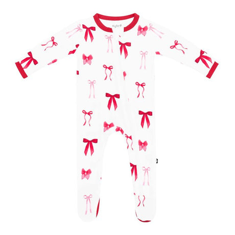 Kyte Baby Zippered Footie in Small Love Bow - Princess and the Pea Boutique
