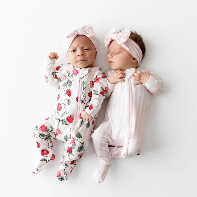 Kyte Baby Zippered Footie in Strawberry Fields - Princess and the Pea Boutique