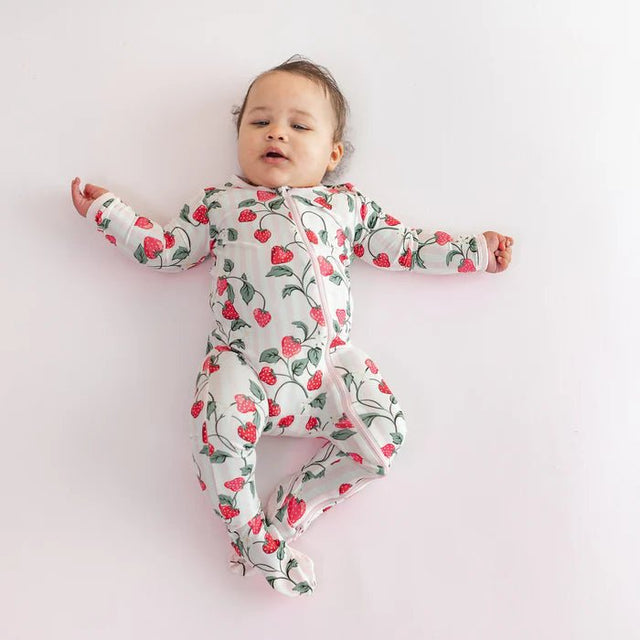 Kyte Baby Zippered Footie in Strawberry Fields - Princess and the Pea Boutique