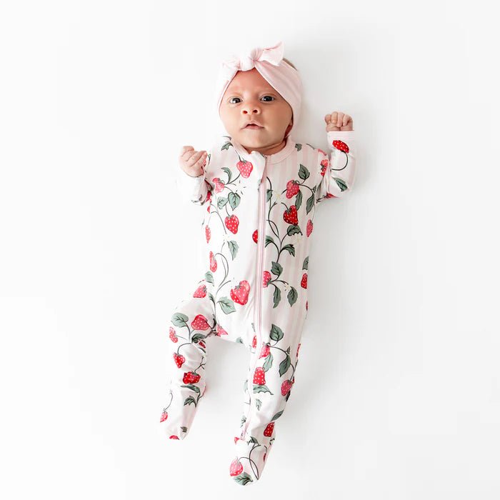 Kyte Baby Zippered Footie in Strawberry Fields - Princess and the Pea Boutique