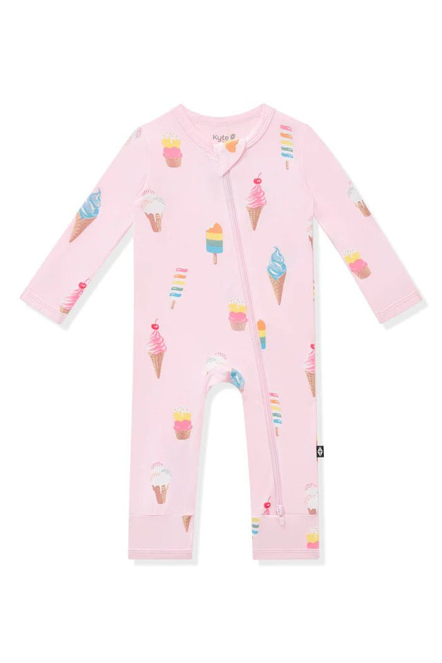 Kyte Baby Zippered Romper in Sakura Ice Cream - Princess and the Pea Boutique