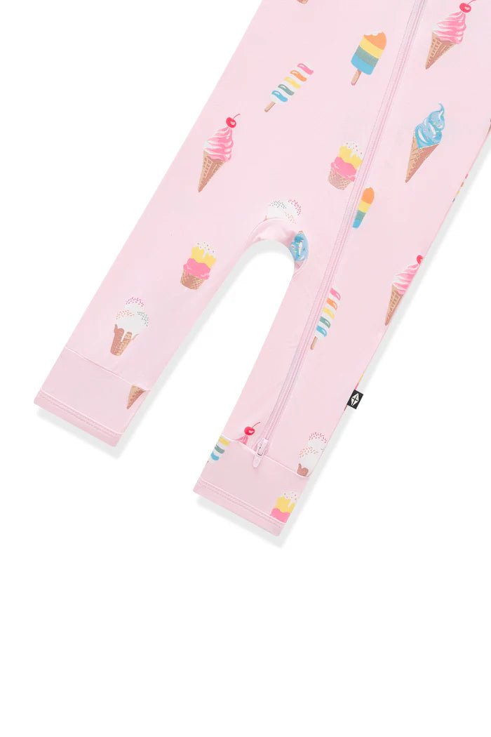Kyte Baby Zippered Romper in Sakura Ice Cream - Princess and the Pea Boutique