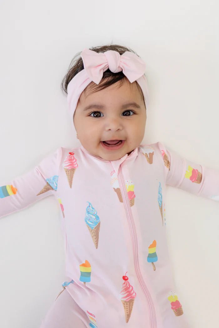 Kyte Baby Zippered Romper in Sakura Ice Cream - Princess and the Pea Boutique
