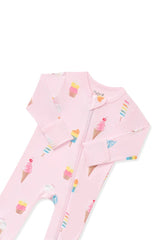 Kyte Baby Zippered Romper in Sakura Ice Cream - Princess and the Pea Boutique