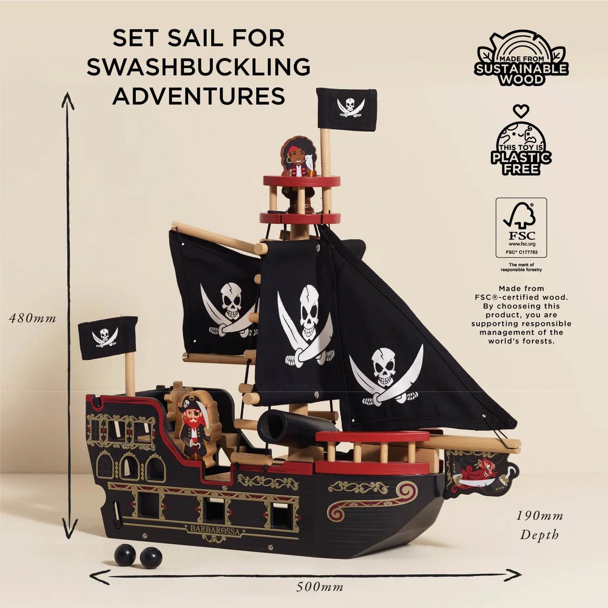 Le Toy Van Barborossa Pirate Ship - Princess and the Pea Boutique