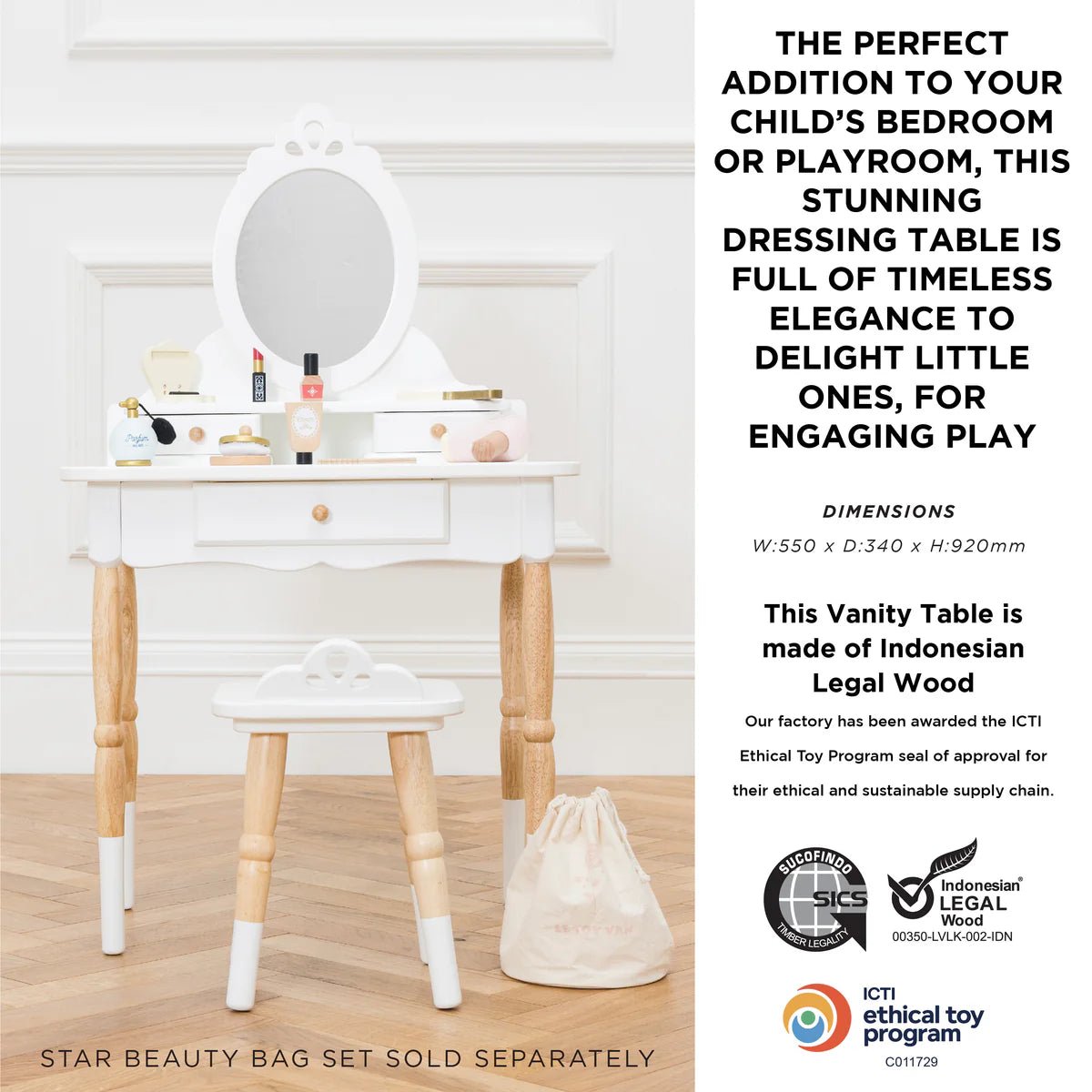 Le Toy Van Dressing - up Vanity Table & Stool - Princess and the Pea Boutique