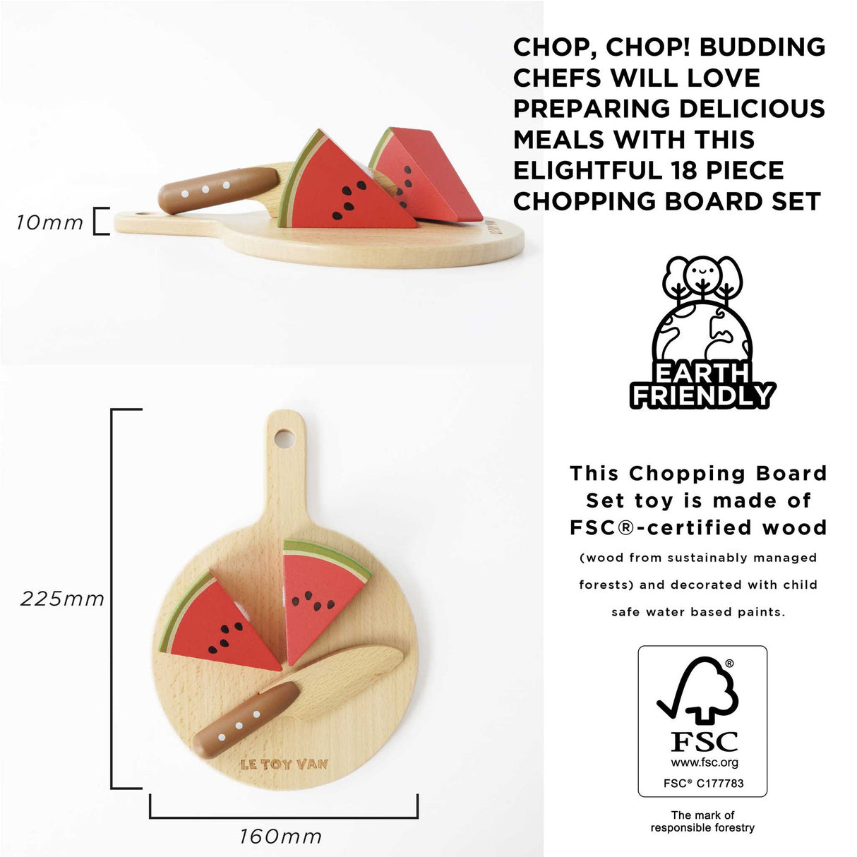 Le Toy Van Wooden Chopping Board & Sliceable Play Food - Princess and the Pea Boutique