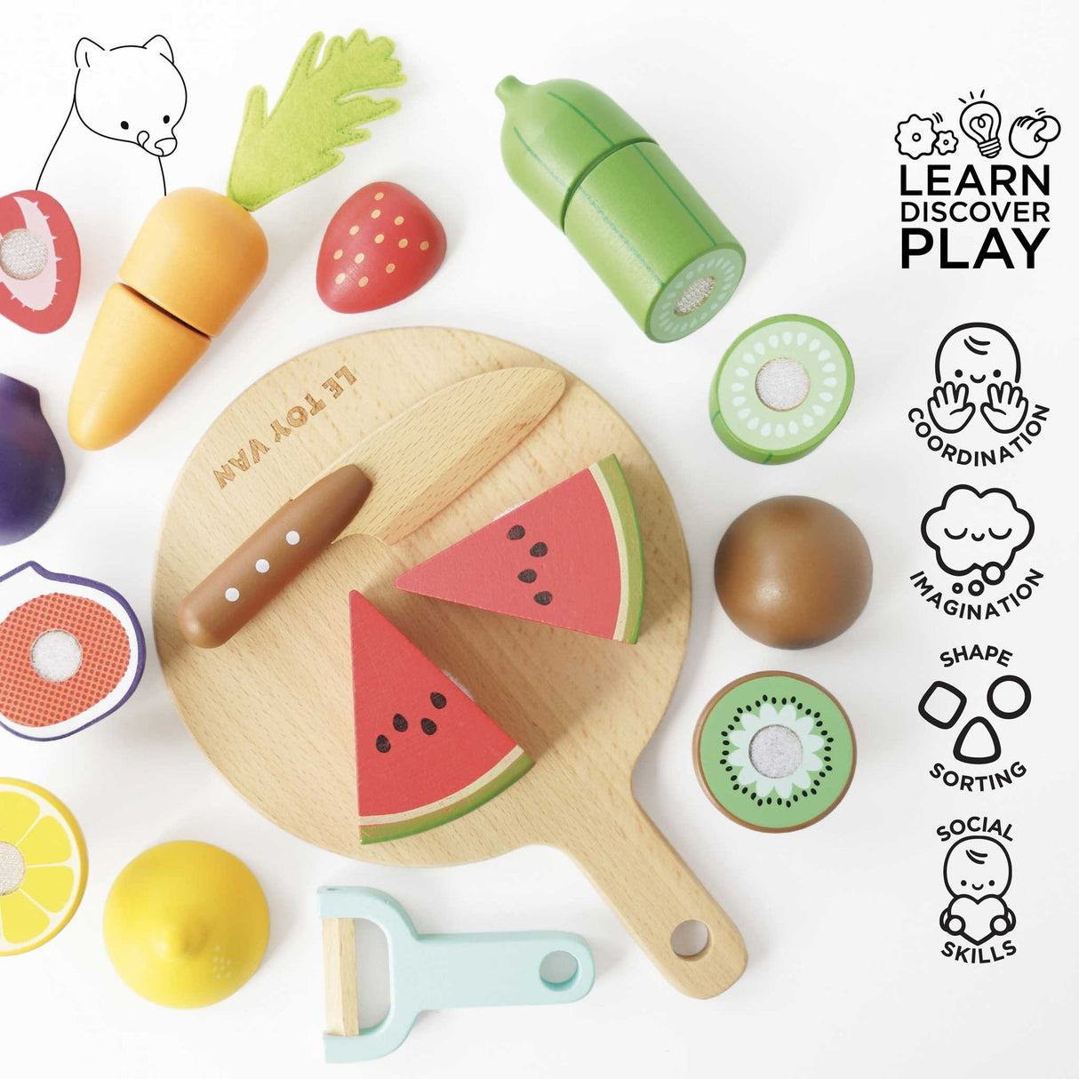 Le Toy Van Wooden Chopping Board & Sliceable Play Food - Princess and the Pea Boutique