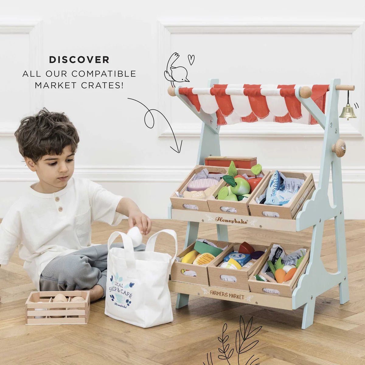 Le Toy Van Wooden Market Stall & Fruit Play Food Crate - Princess and the Pea Boutique