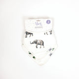 Lil North Co. Muslin Bandana Bib Set – Elephant & Palm Trees - Princess and the Pea Boutique