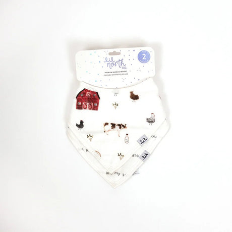 Lil North Co. Muslin Bandana Bib Set – Farm Animals & Sunshine - Princess and the Pea Boutique